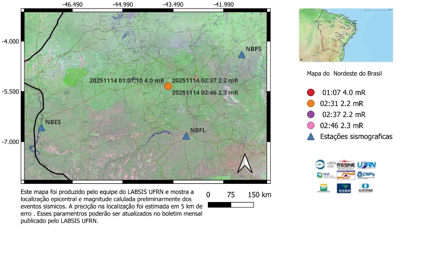 Tremor de magnitude 4.0 surpreende moradores no interior do Maranhão