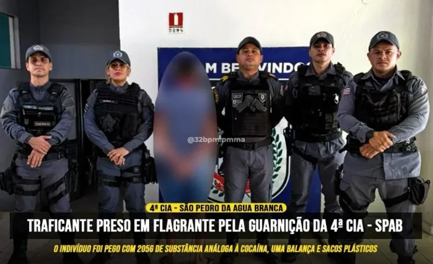 PM prende homem e apreende mais de 200g de cocaína em fazenda de São Pedro da Água Branca